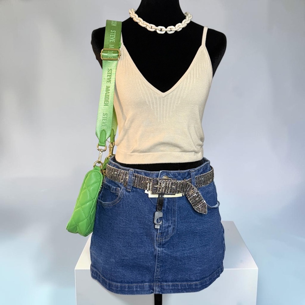 Calvin Klein Jeans Women Birch Knit V-Neck Cami Crop Top CJ2R0818 BIR M
